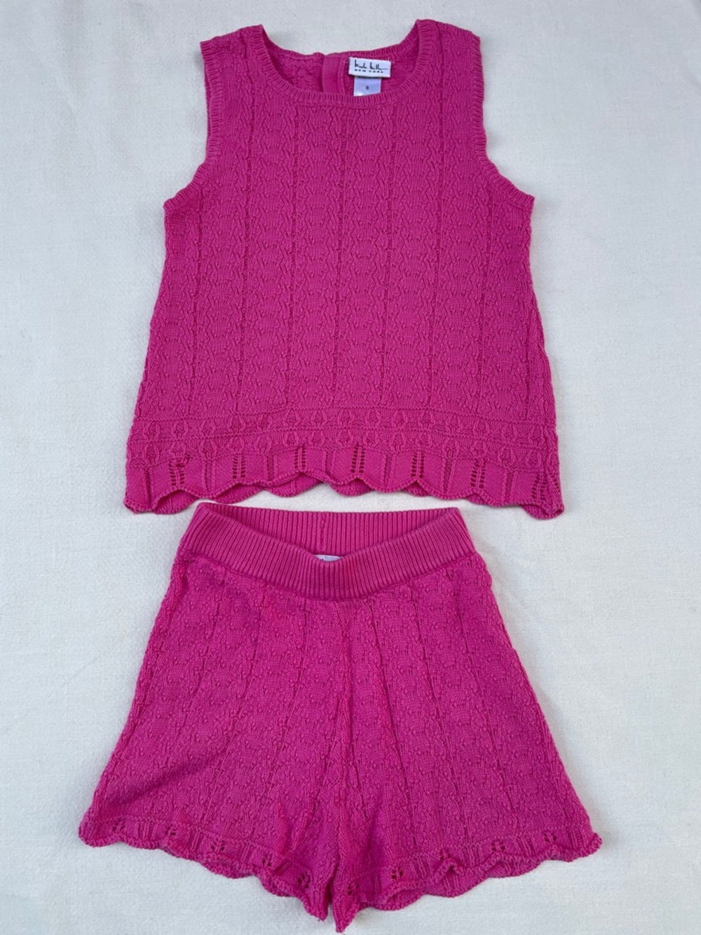 Nicole Miller Girls Hot Pink Knit Tank and Shorts Set Size 8